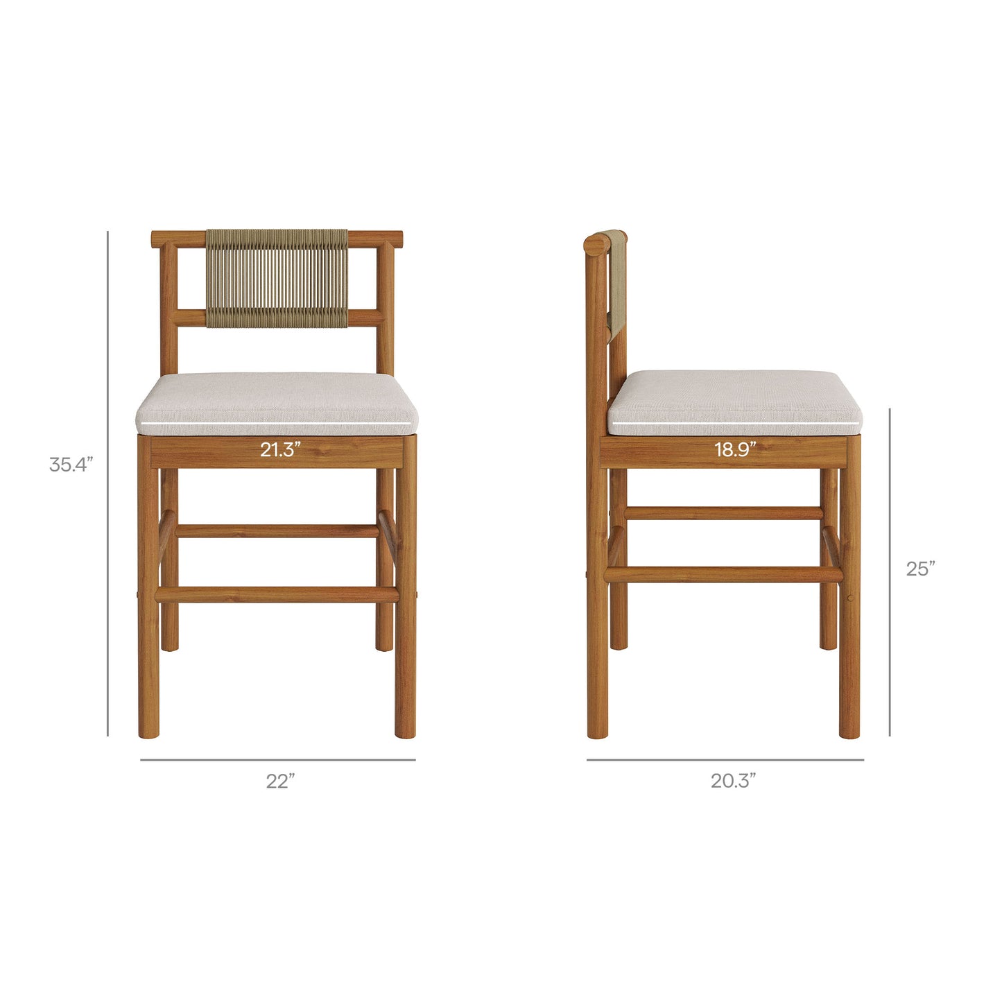 Eleni Outdoor Patio Teak Wood Counter Stools Set of 2 by Modway EEI-7627