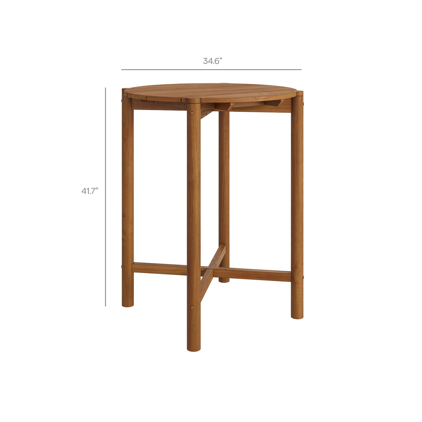 Eleni Round 35 Inch Outdoor Patio Teak Wood Round Bar Table by Modway EEI-7628