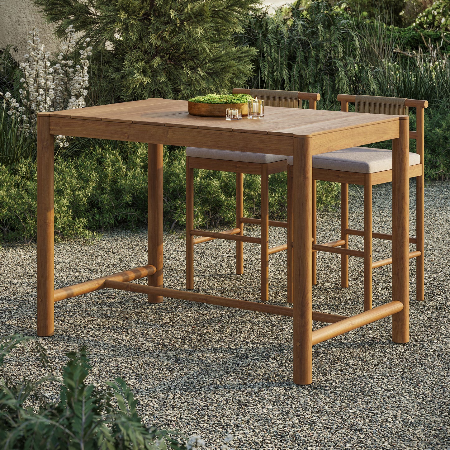 Eleni Rectangle 56-Inch Outdoor Patio Teak Wood Rectangular Bar Table by Modway EEI-7629