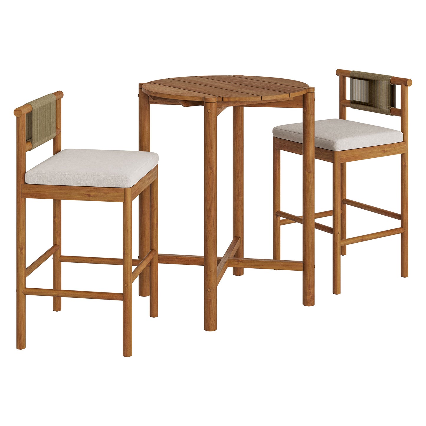Eleni 3-Piece Outdoor Patio Teak Wood Bar Set by Modway EEI-7630