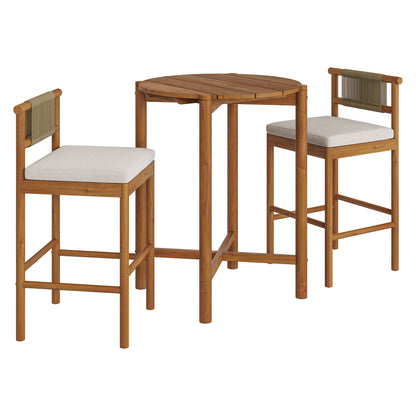 Eleni 3-Piece Outdoor Patio Teak Wood Bar Set by Modway EEI-7630