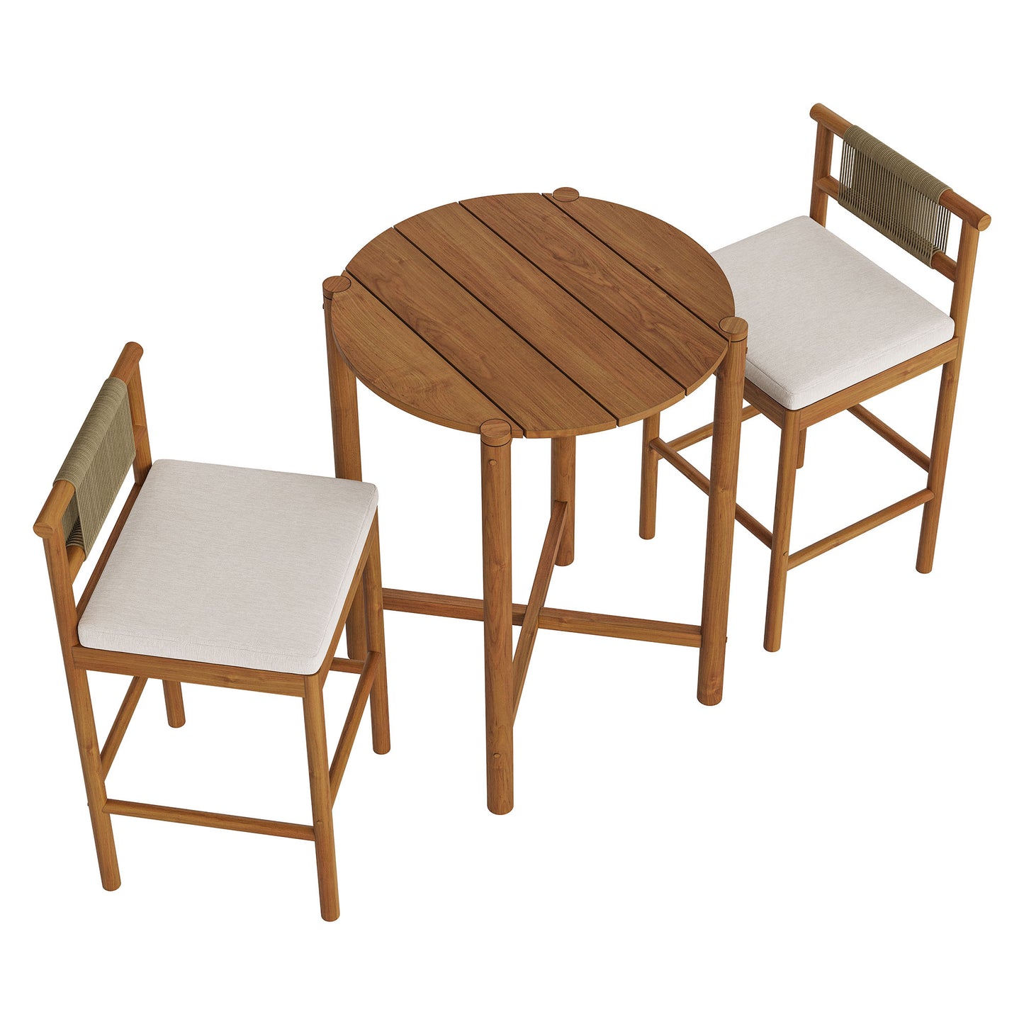 Eleni 3-Piece Outdoor Patio Teak Wood Bar Set by Modway EEI-7630