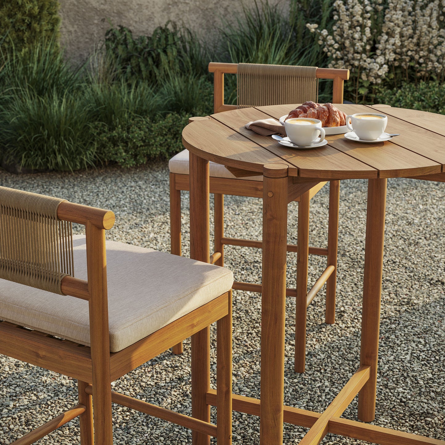 Eleni 3-Piece Outdoor Patio Teak Wood Bar Set by Modway EEI-7630