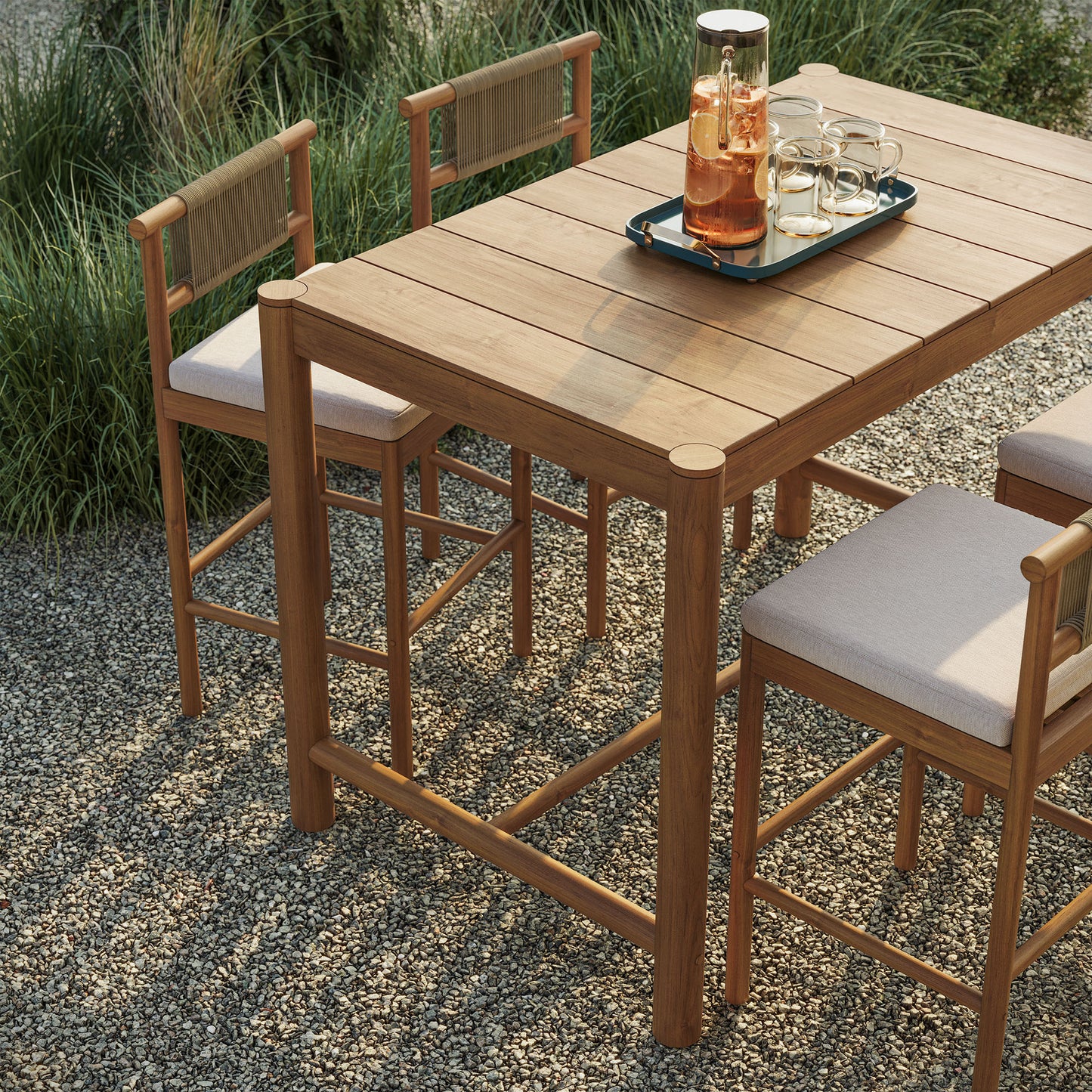 Eleni 5-Piece Outdoor Patio Teak Wood Bar Set by Modway EEI-7631