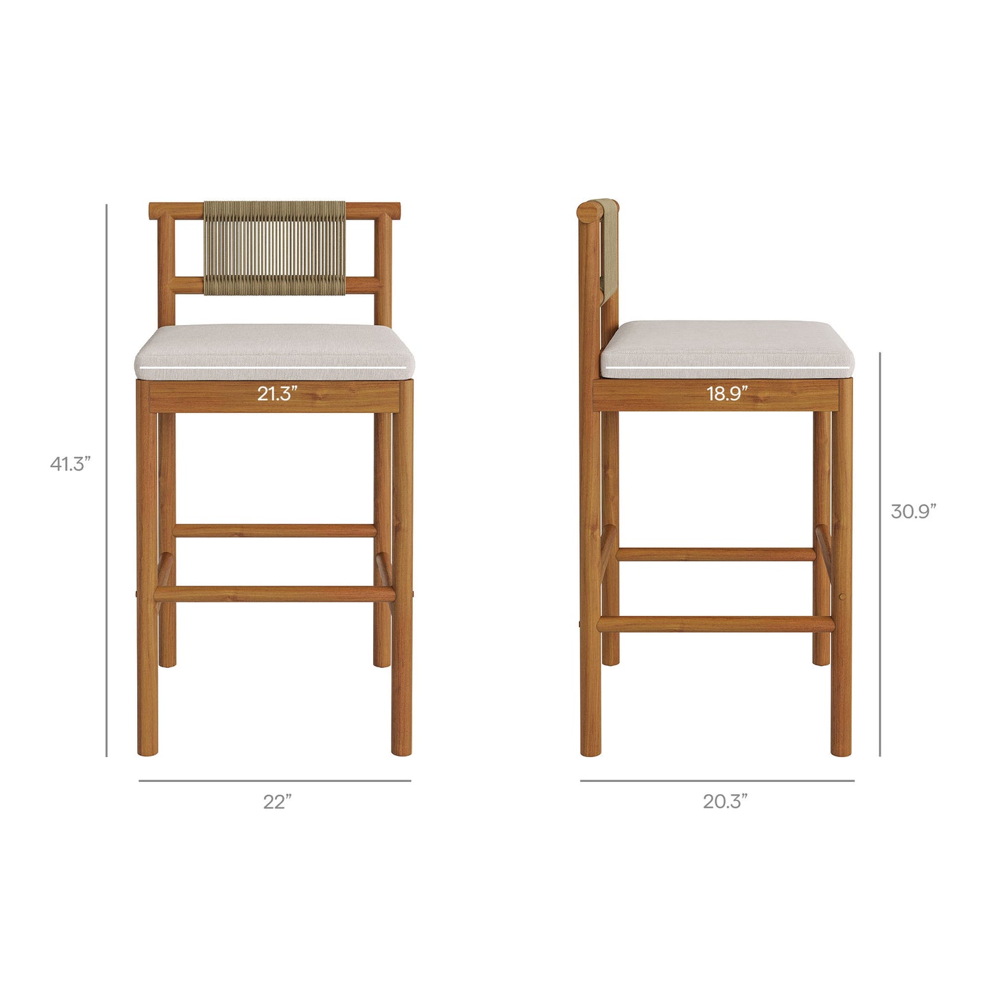 Eleni 5-Piece Outdoor Patio Teak Wood Bar Set by Modway EEI-7631
