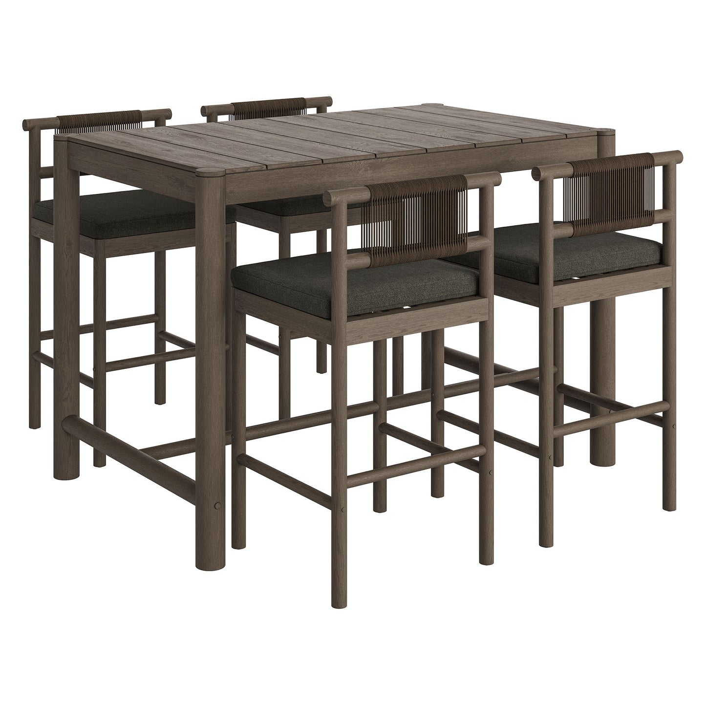 Eleni 5-Piece Outdoor Patio Teak Wood Bar Set by Modway EEI-7631