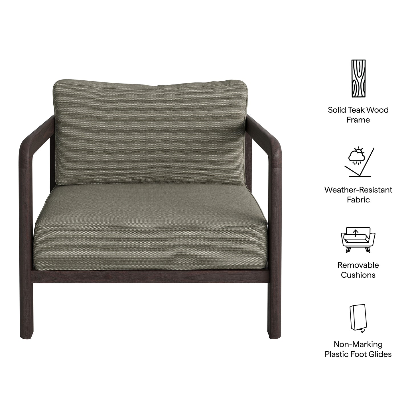 Kona Outdoor Patio Teak Wood Armchair by Modway EEI-7632
