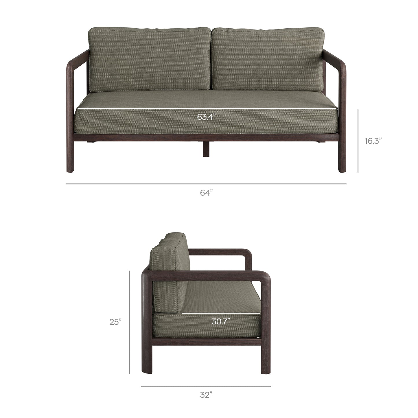 Kona Outdoor Patio Teak Wood Loveseat by Modway EEI-7633