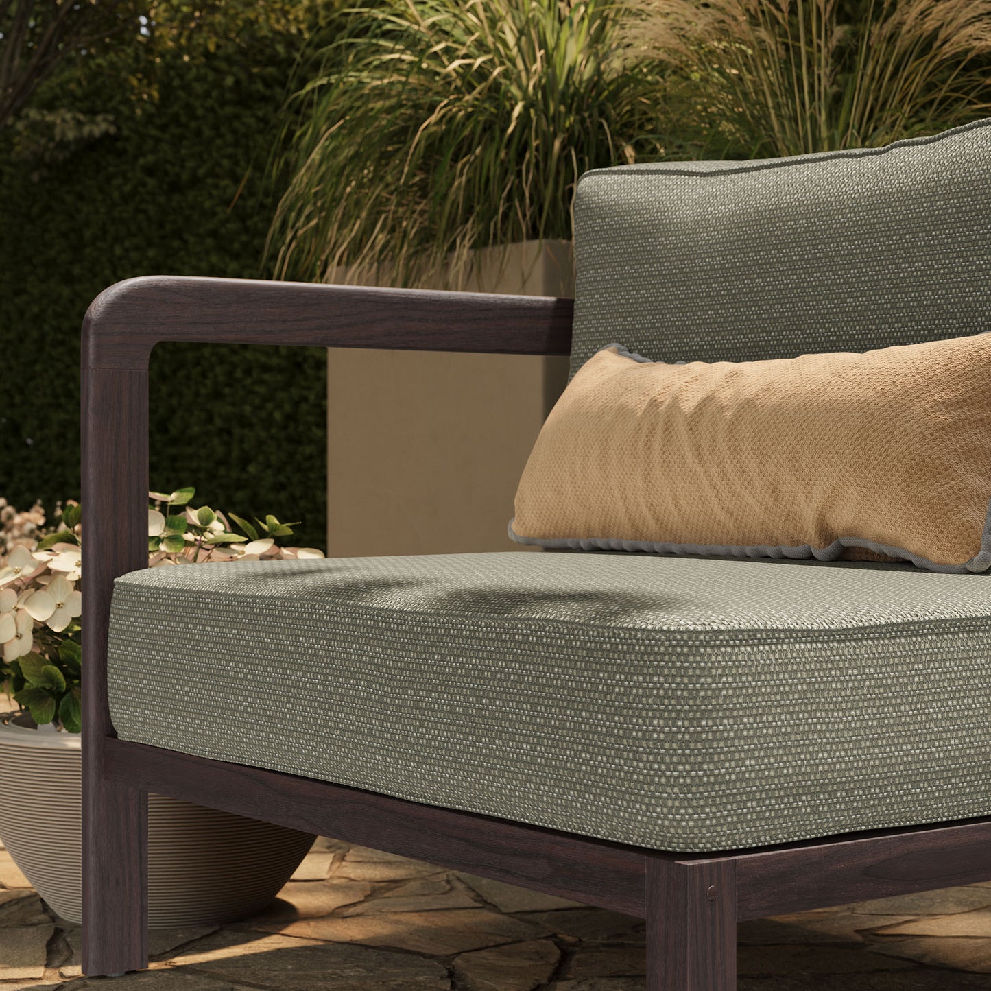 Kona Outdoor Patio Teak Wood Left-Arm Facing Modular Armchair by Modway EEI-7636