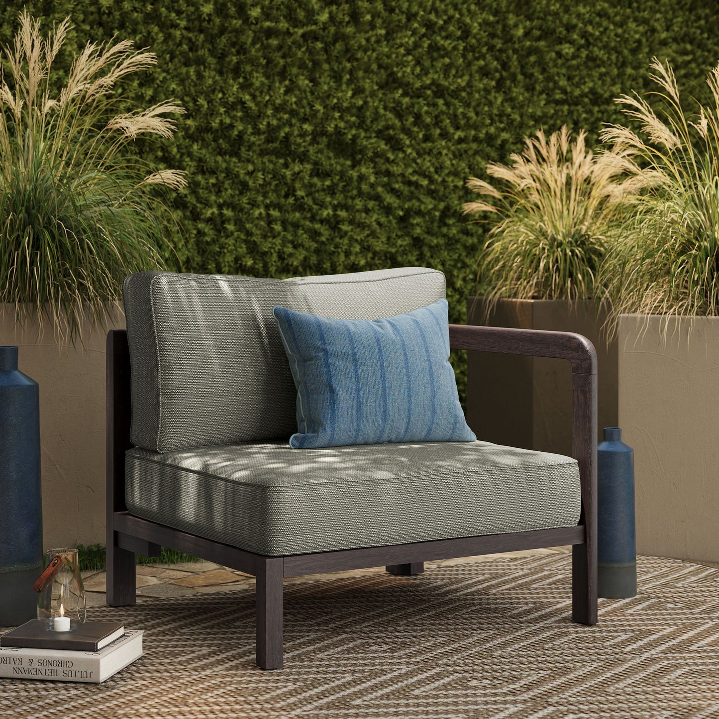 Kona Outdoor Patio Teak Wood Right-Arm Facing Modular Armchair by Modway EEI-7637