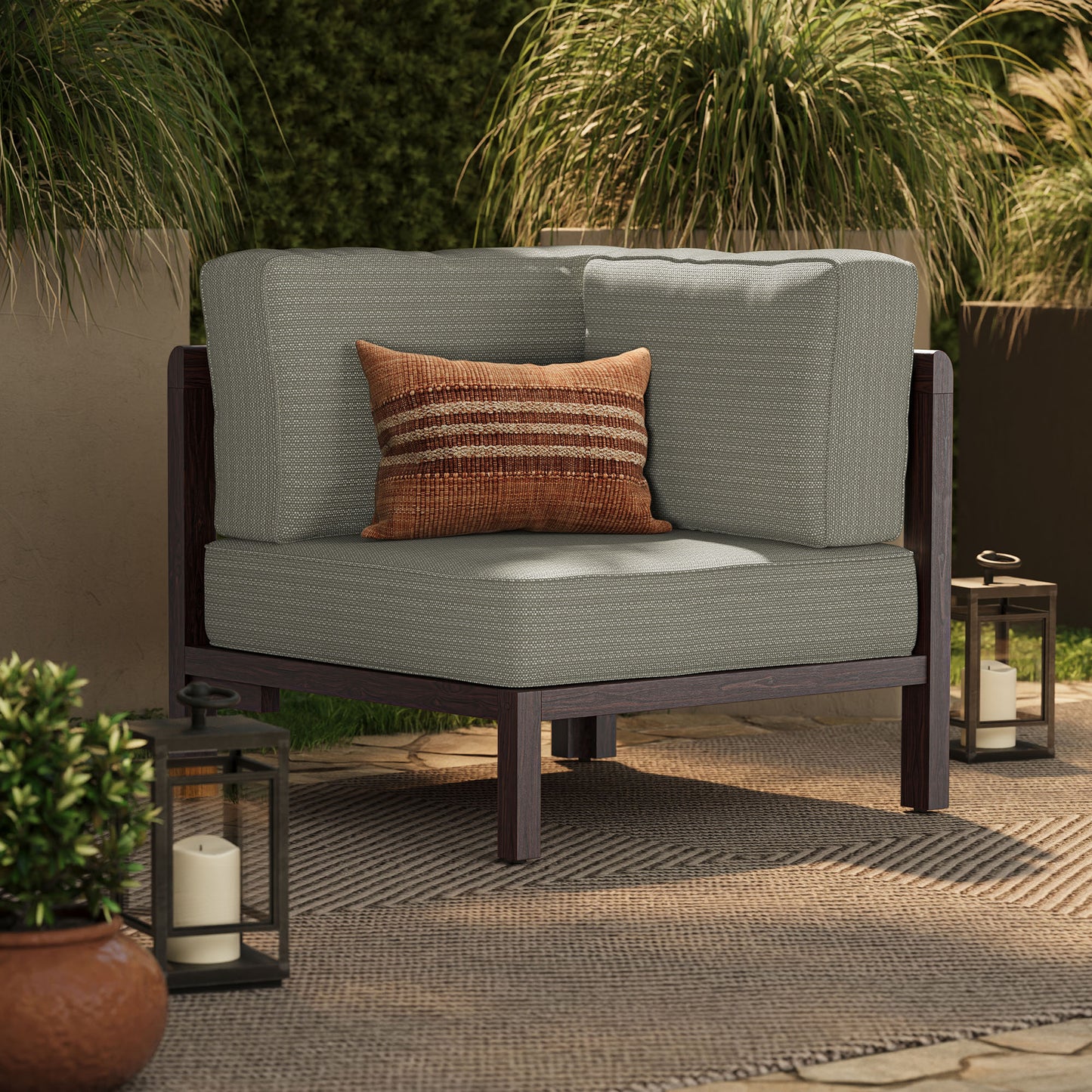 Kona Outdoor Patio Teak Wood Corner Modular Chair by Modway EEI-7638