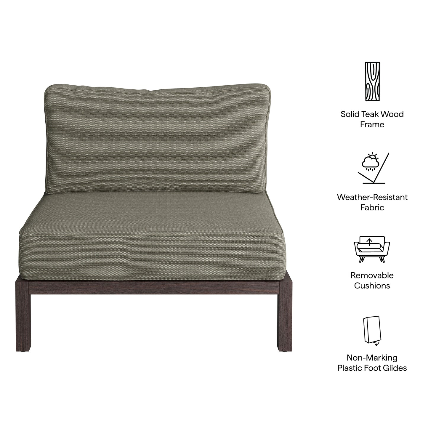 Kona Outdoor Patio Teak Wood Armless Modular Chair by Modway EEI-7639