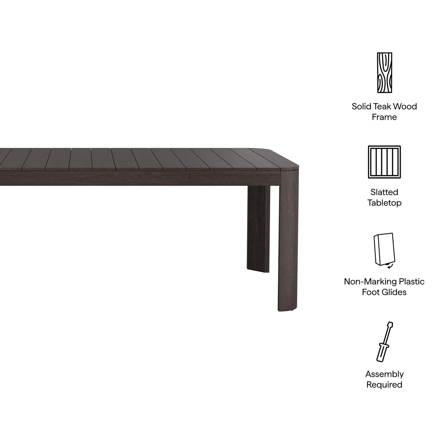 Kona 87 Inch Outdoor Patio Teak Wood Dining Table by Modway EEI-7640