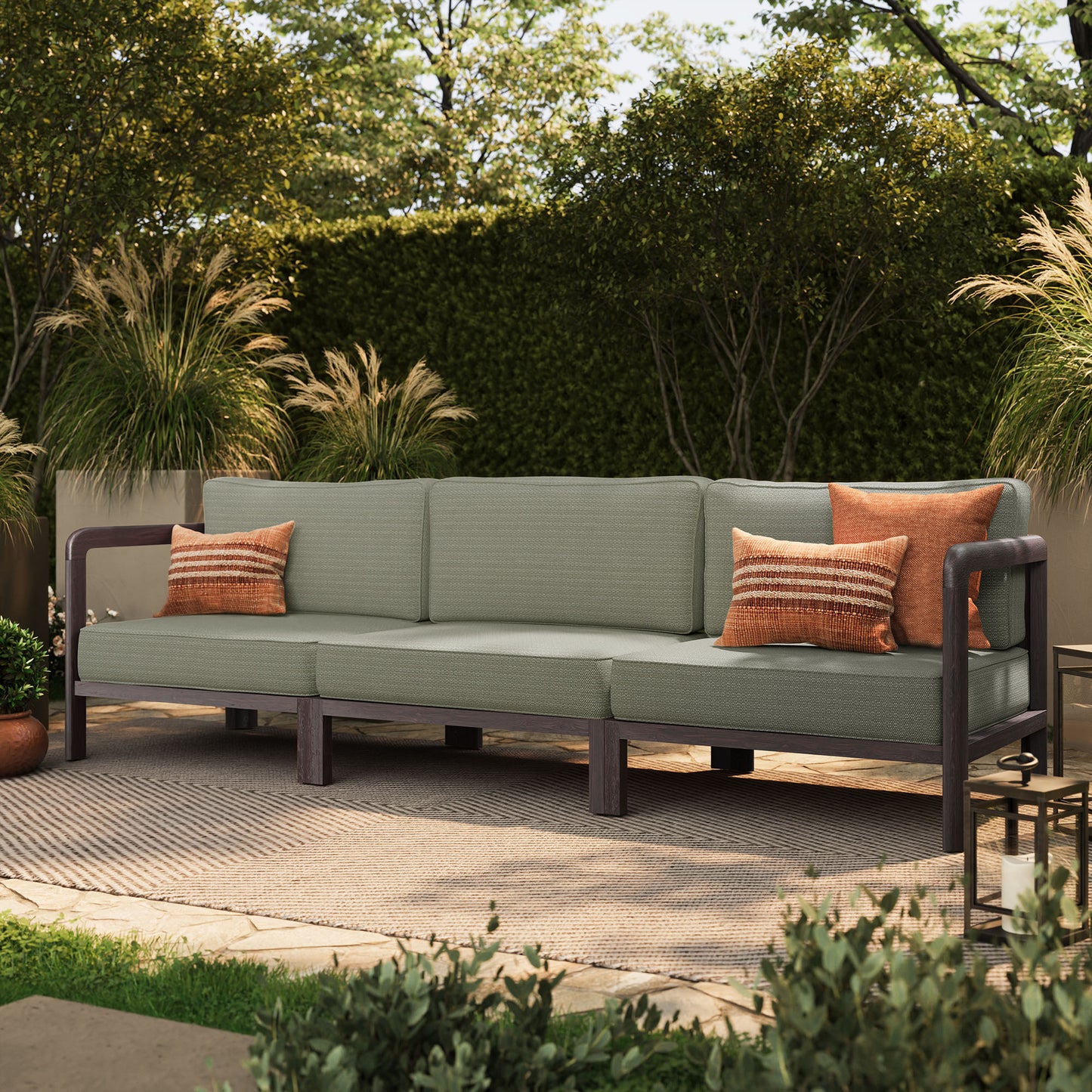 Kona 3-Piece Outdoor Patio Teak Wood Modular Sofa Set by Modway EEI-7648