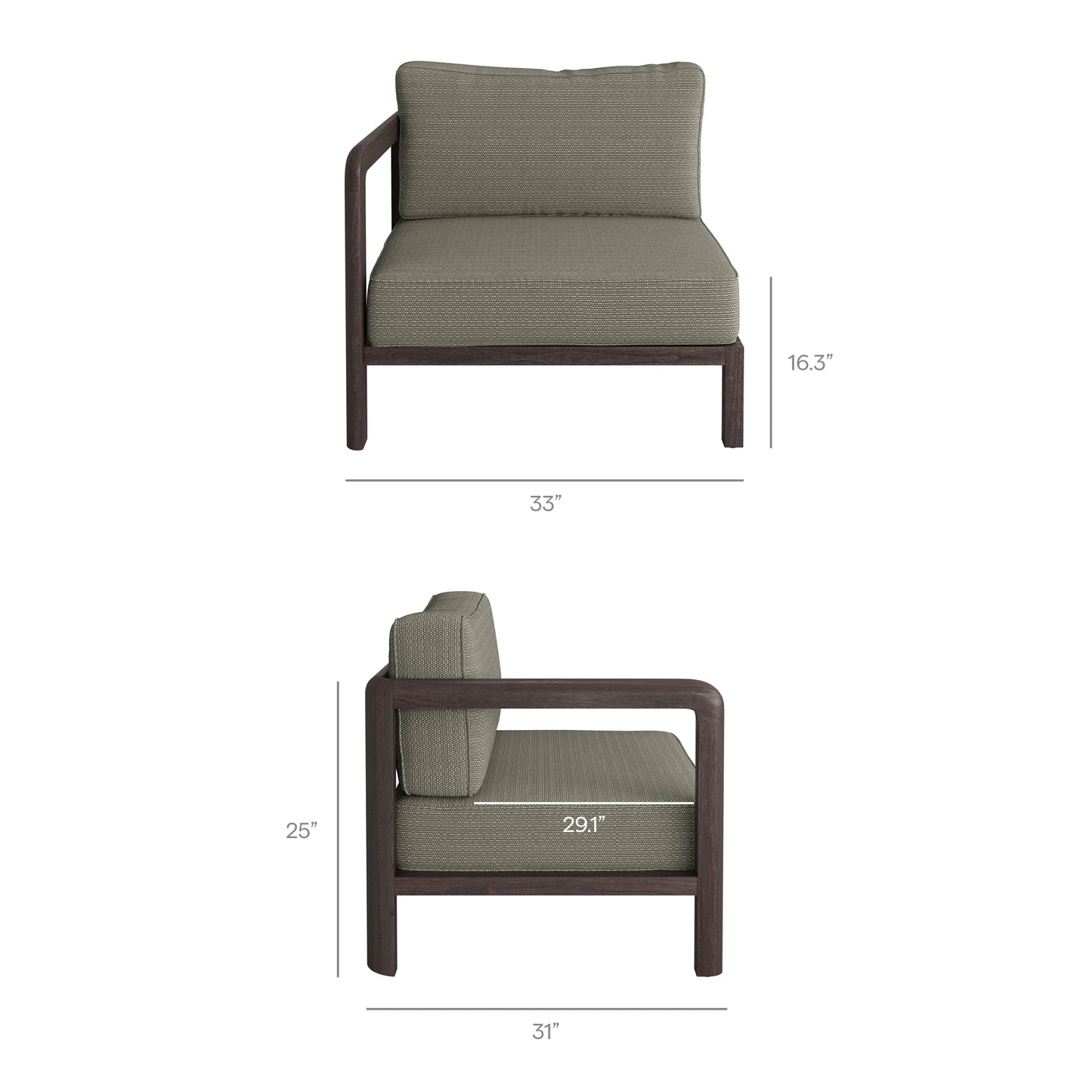 Kona 4-Piece Outdoor Patio Teak Wood Modular Sofa Set by Modway EEI-7649