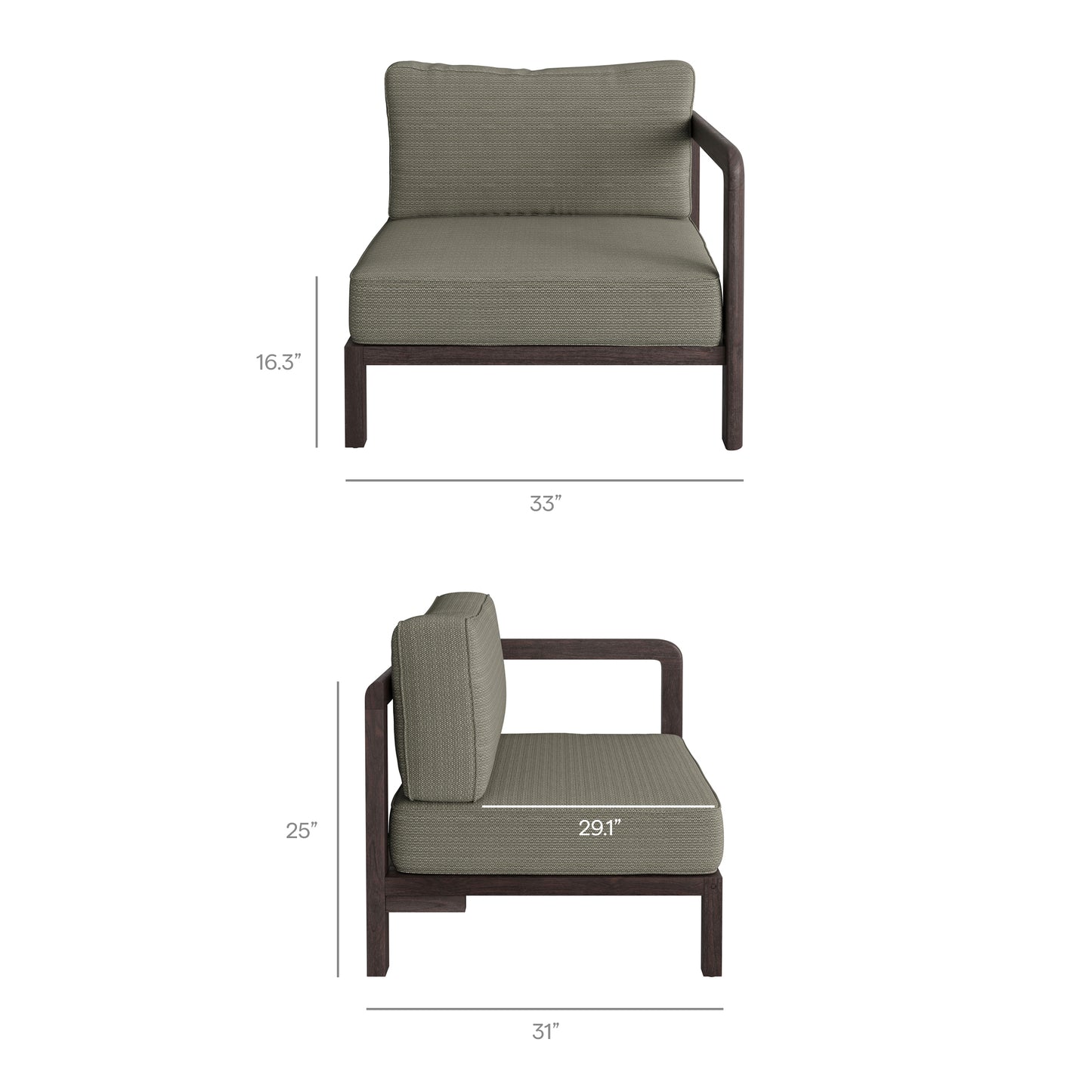 Kona L-Shaped Outdoor Patio Teak Wood Modular Sofa by Modway EEI-7650