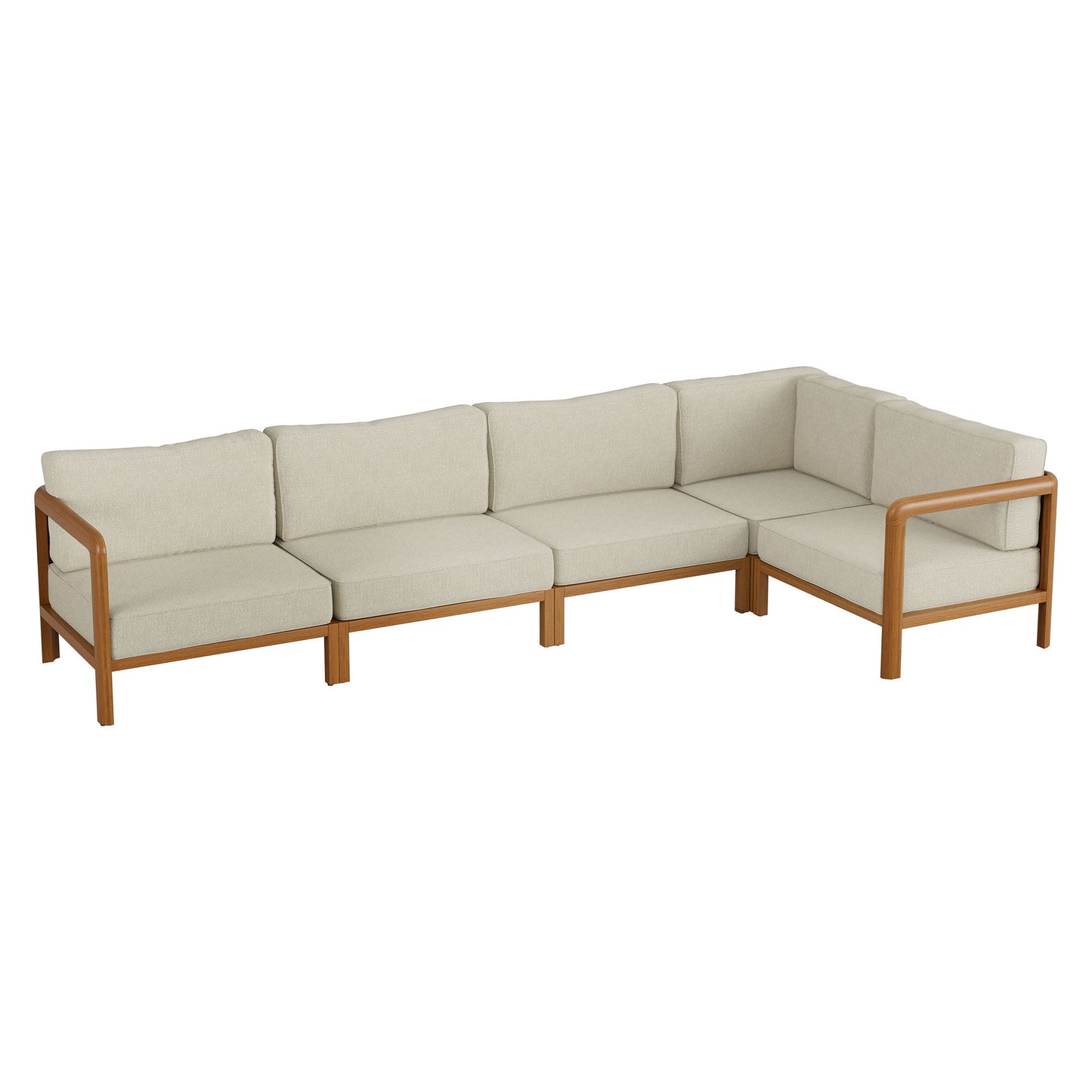 Kona L-Shaped Outdoor Patio Teak Wood Modular Sofa by Modway EEI-7650