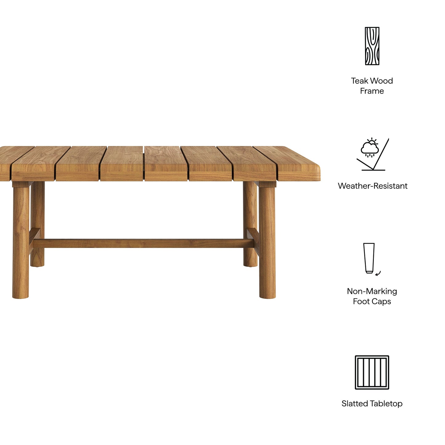 Eleni 41-Inch Outdoor Patio Teak Wood Coffee Table by Modway EEI-7655