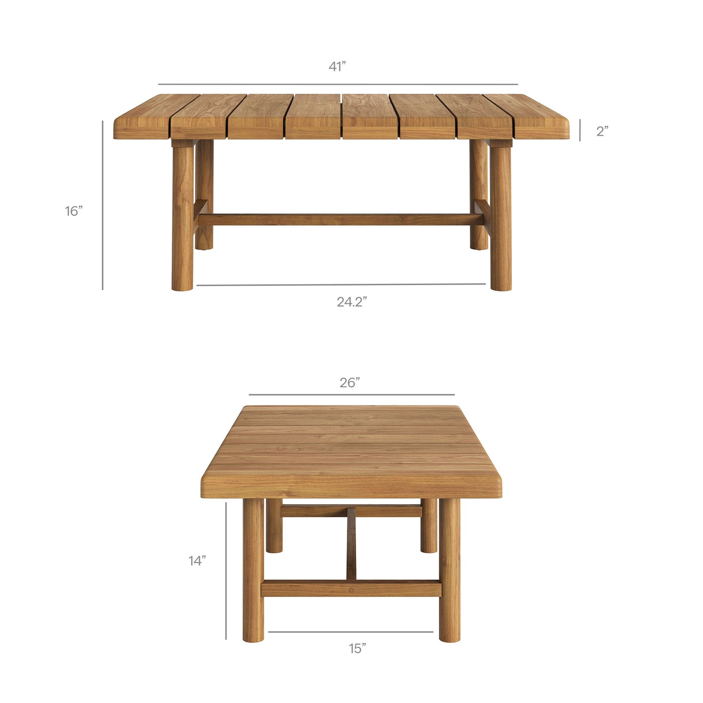 Eleni 41-Inch Outdoor Patio Teak Wood Coffee Table by Modway EEI-7655