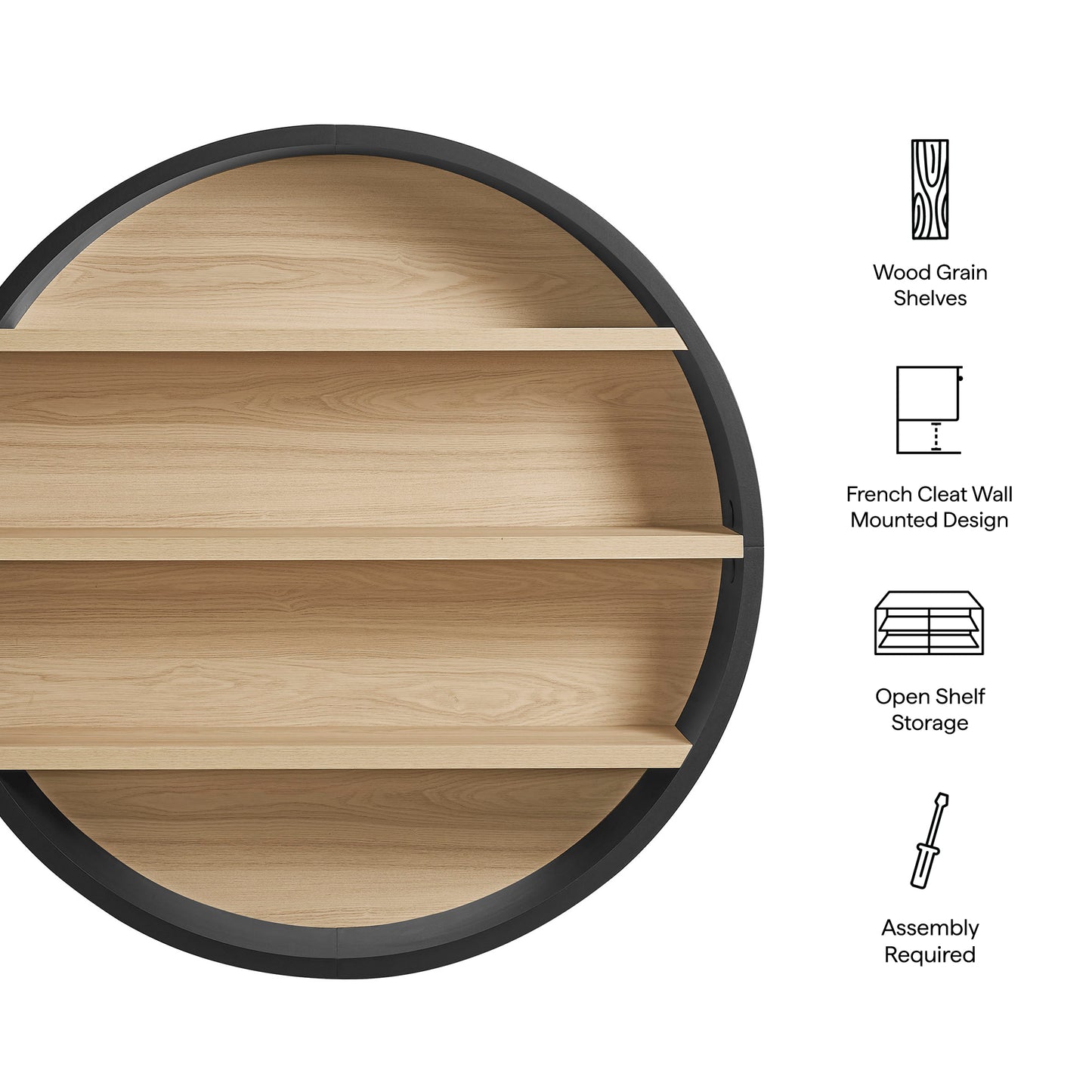 Romy 47" Round Wall Book Shelf by Modway EEI-7672
