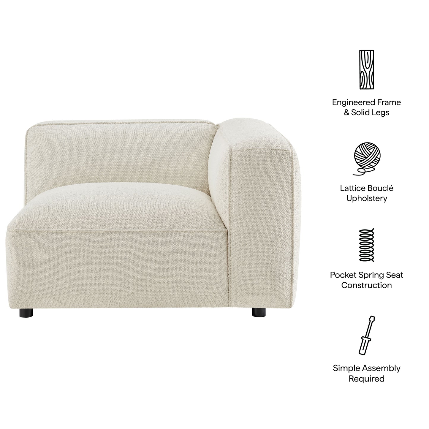 Auren Lattice Bouclé Upholstered Modular Right-Facing Arm Chair by Modway EEI-7674