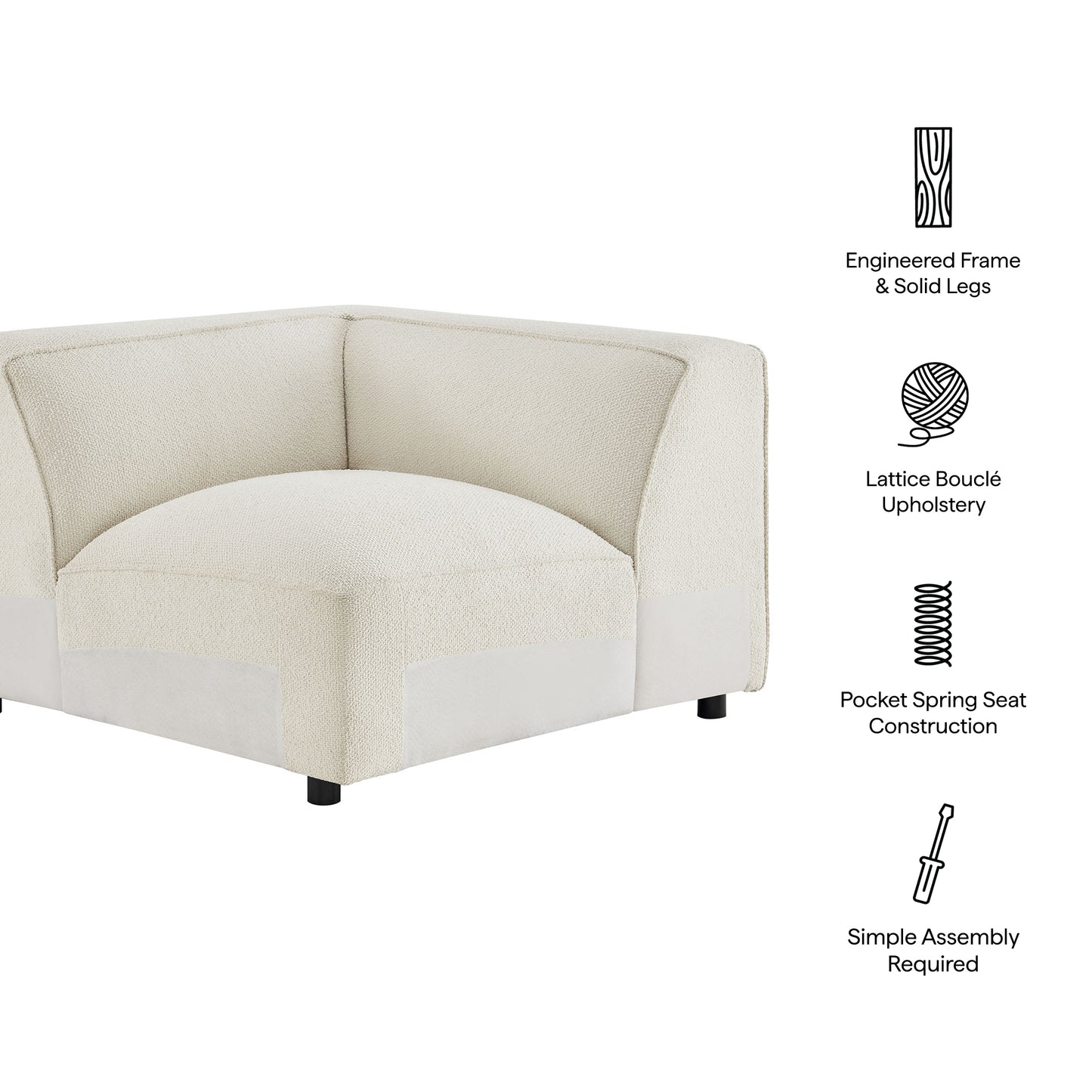 Auren Lattice Bouclé Upholstered Modular Corner Chair by Modway EEI-7677