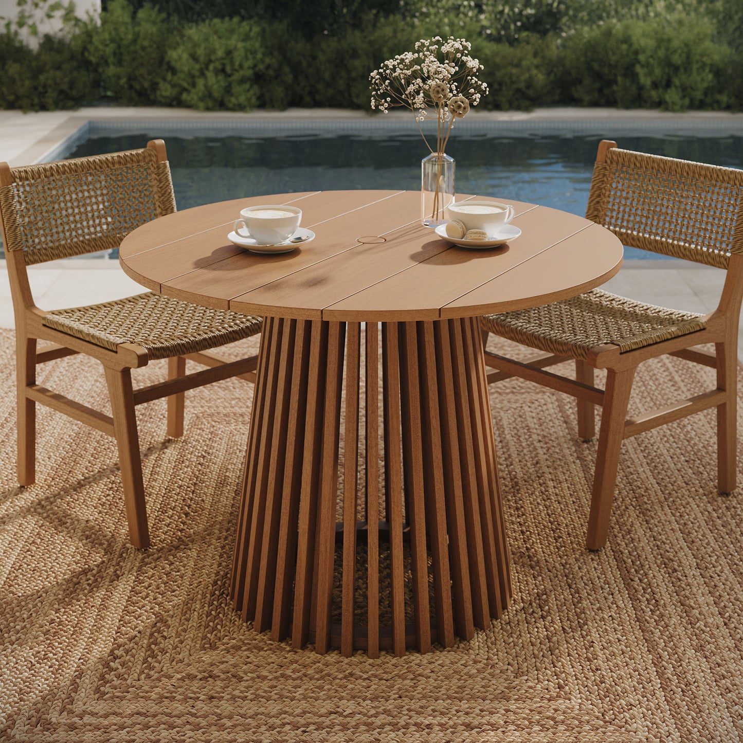 Lane 39 Inch Round Outdoor Patio Teak Wood Dining Table by Modway EEI-7682