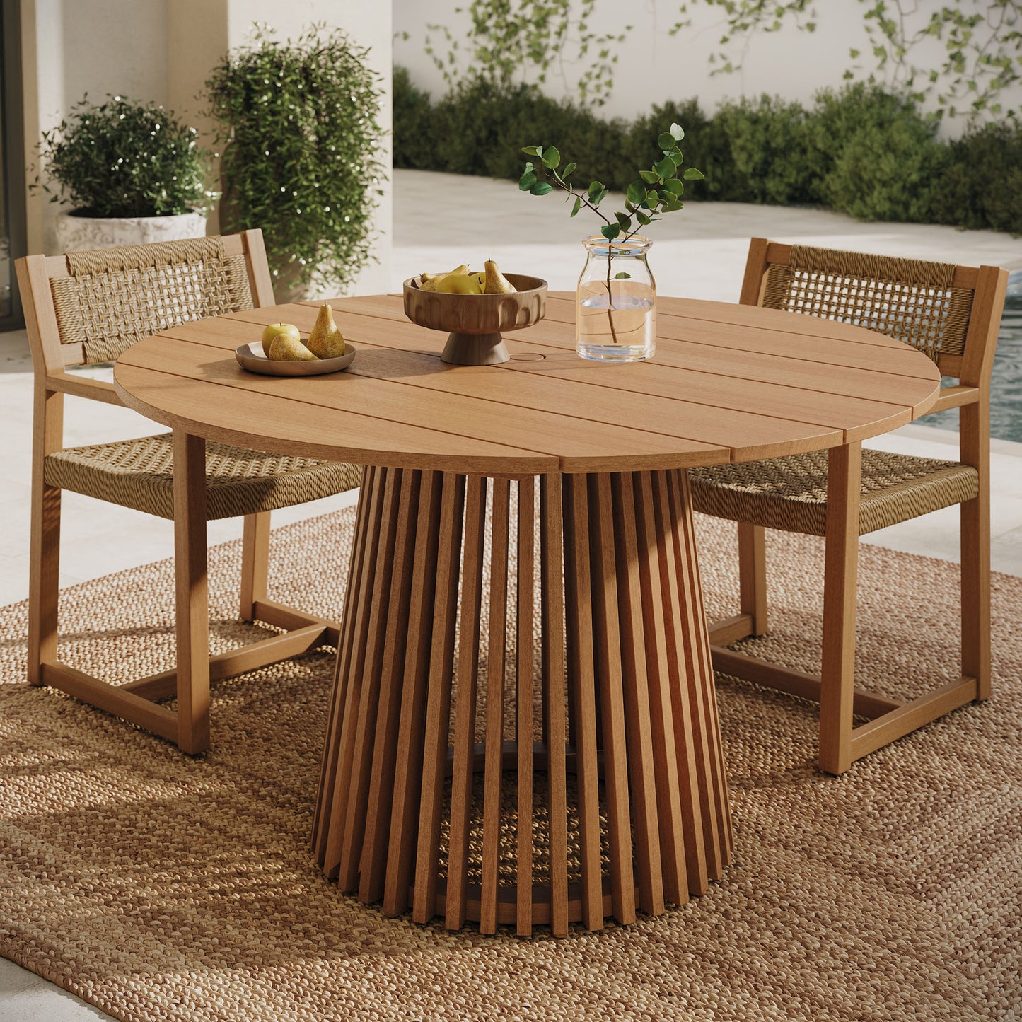 Lane 47 Inch Round Outdoor Patio Teak Wood Dining Table by Modway EEI-7683