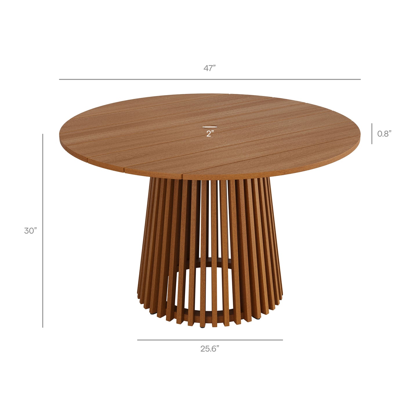 Lane 47 Inch Round Outdoor Patio Teak Wood Dining Table by Modway EEI-7683