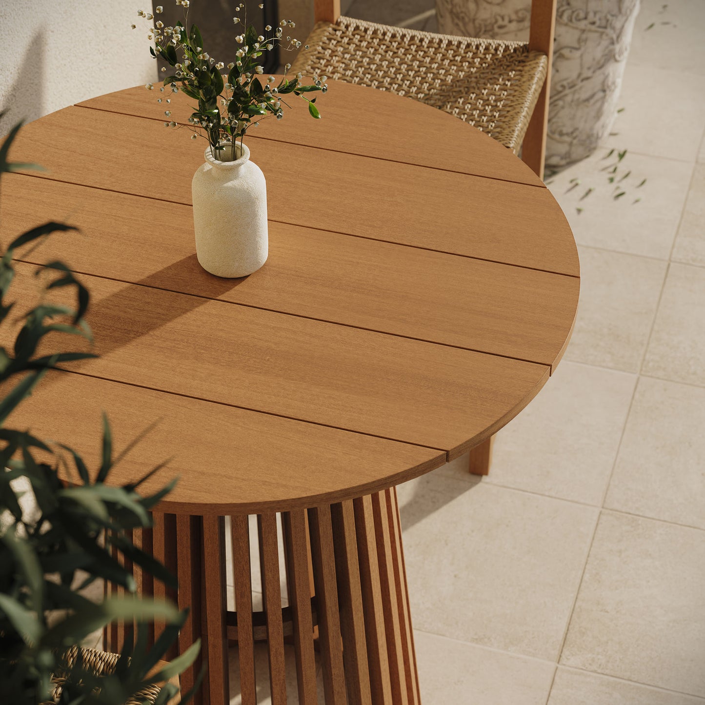 Lane 35 Inch Round Outdoor Patio Teak Wood Bar Table by Modway EEI-7686
