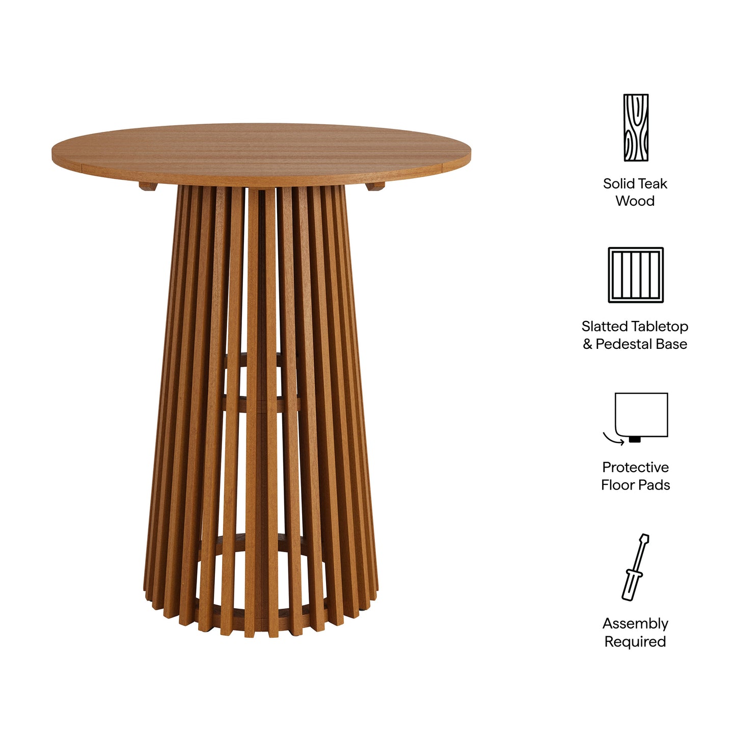 Lane 35 Inch Round Outdoor Patio Teak Wood Bar Table by Modway EEI-7686