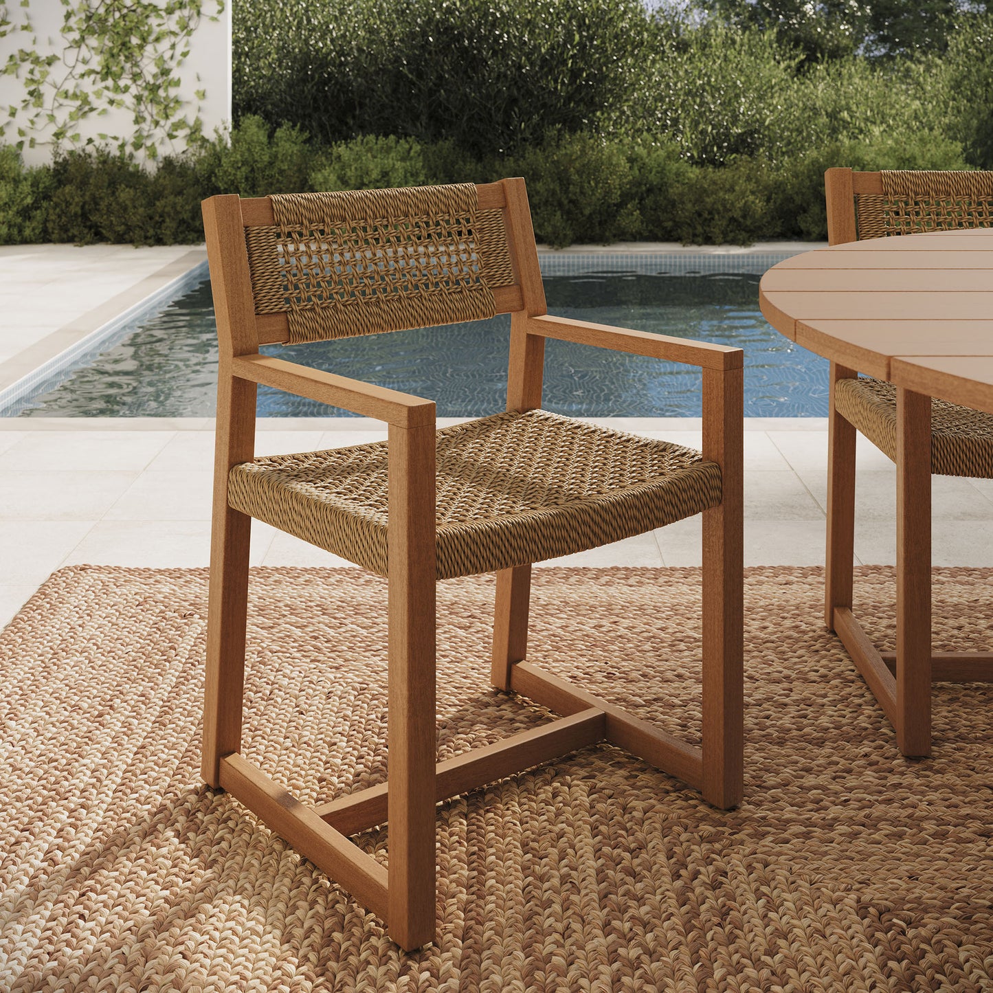 Reed Outdoor Patio Teak Wood Rattan Dining Chair by Modway EEI-7690