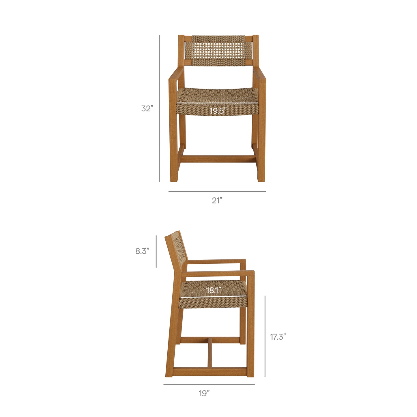 Reed Outdoor Patio Teak Wood Rattan Dining Chair by Modway EEI-7690