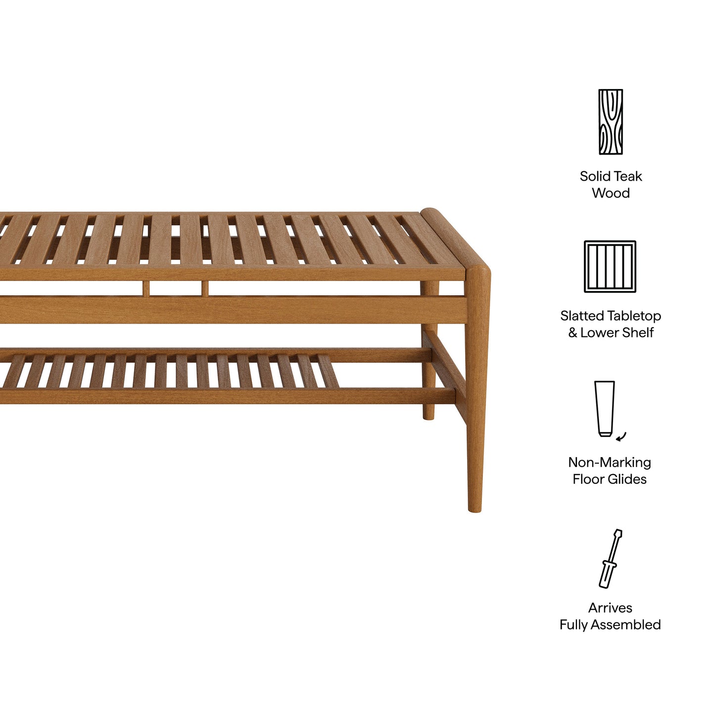 Hayden 46 Inch Outdoor Patio Teak Wood Coffee Table by Modway EEI-7695