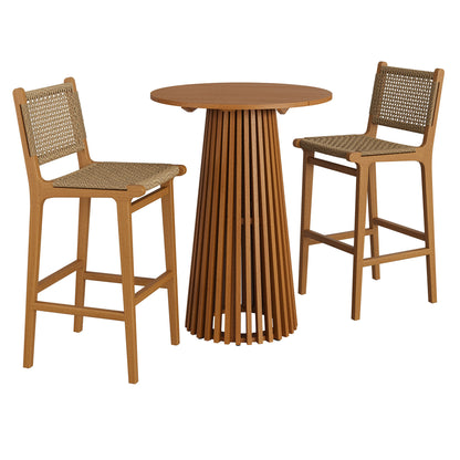 Rowe 3-Piece Outdoor Patio Teak Wood Bar Set by Modway EEI-7696