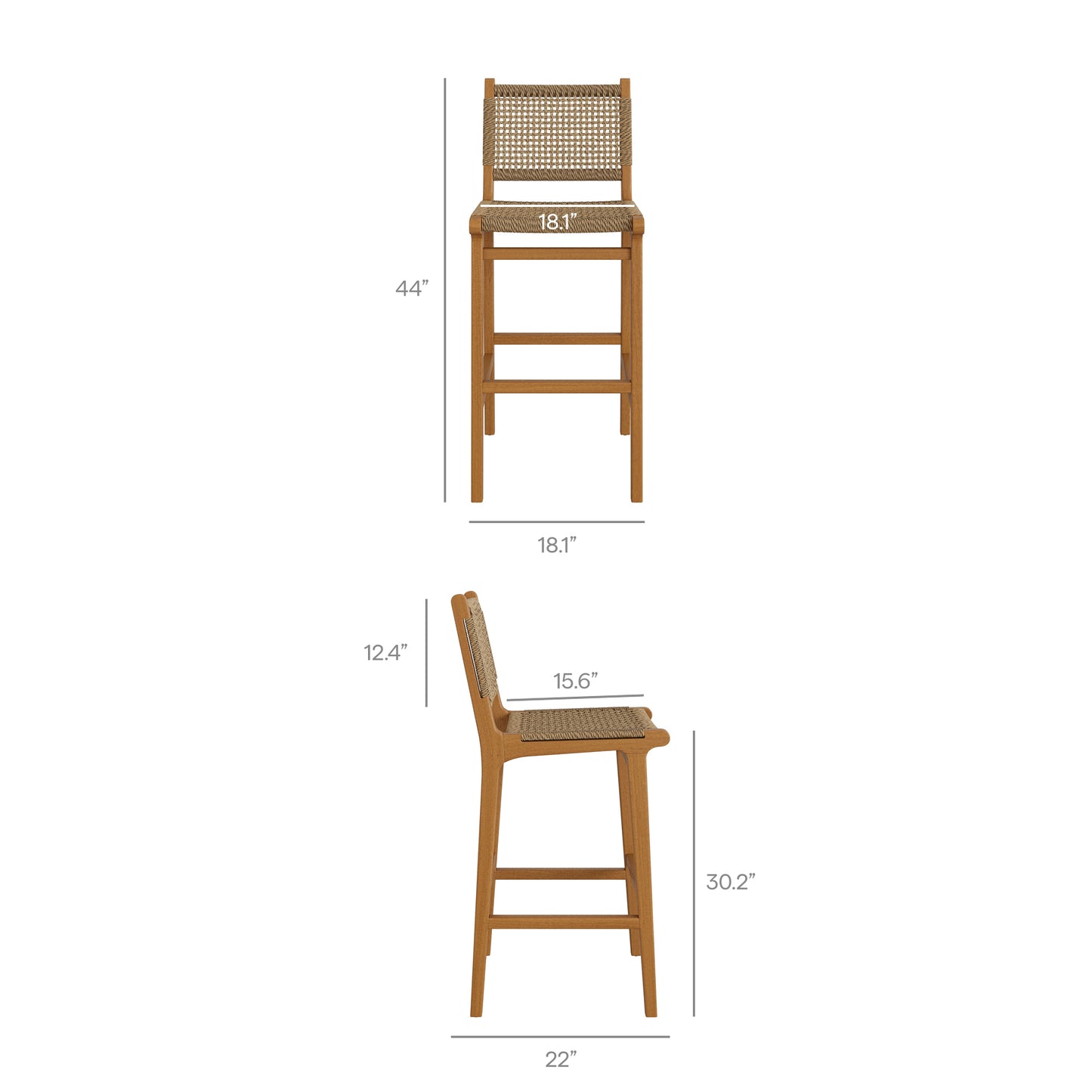 Rowe 3-Piece Outdoor Patio Teak Wood Bar Set by Modway EEI-7696