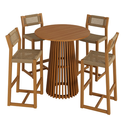 Reed 5-Piece Outdoor Patio Teak Wood Bar Set by Modway EEI-7699