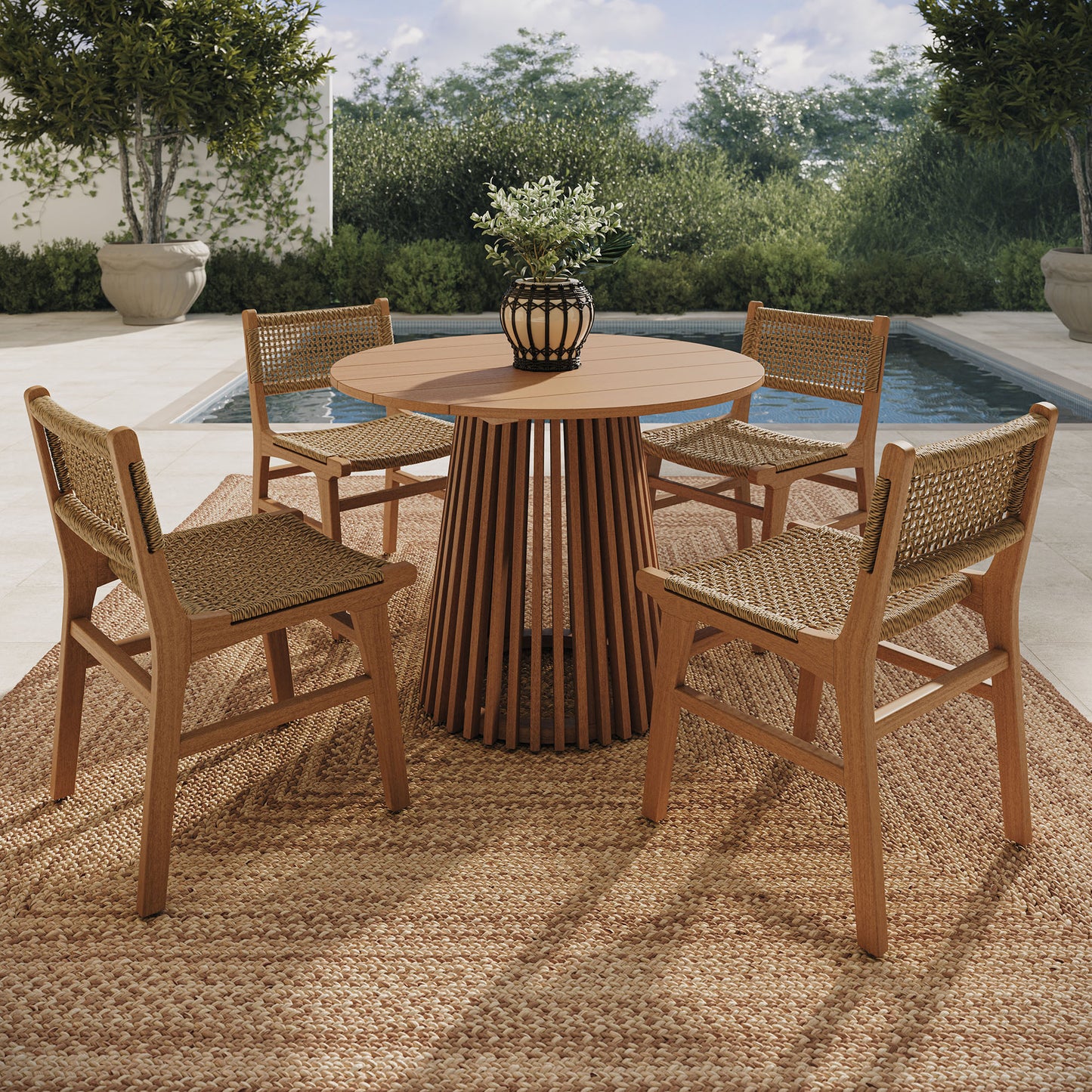 Rowe 5-Piece Outdoor Patio Teak Wood Dining Set by Modway EEI-7700