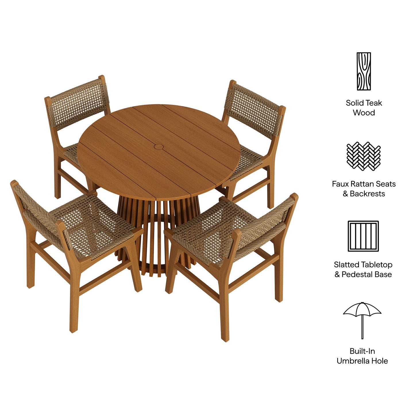 Rowe 5-Piece Outdoor Patio Teak Wood Dining Set by Modway EEI-7700