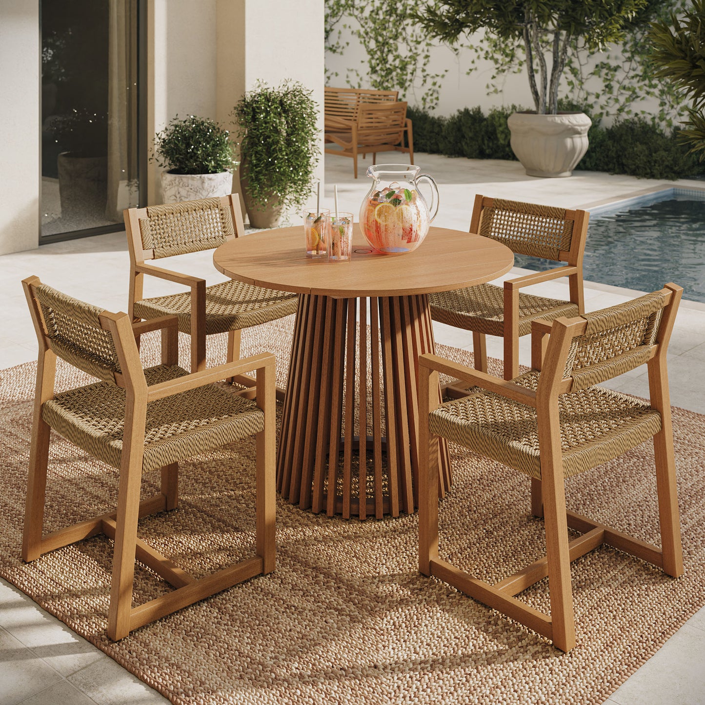 Reed 5-Piece Outdoor Patio Teak Wood Dining Set by Modway EEI-7701