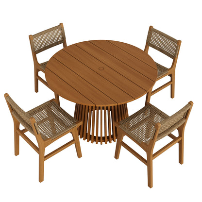 Rowe 5-Piece Outdoor Patio Teak Wood Dining Set by Modway EEI-7702
