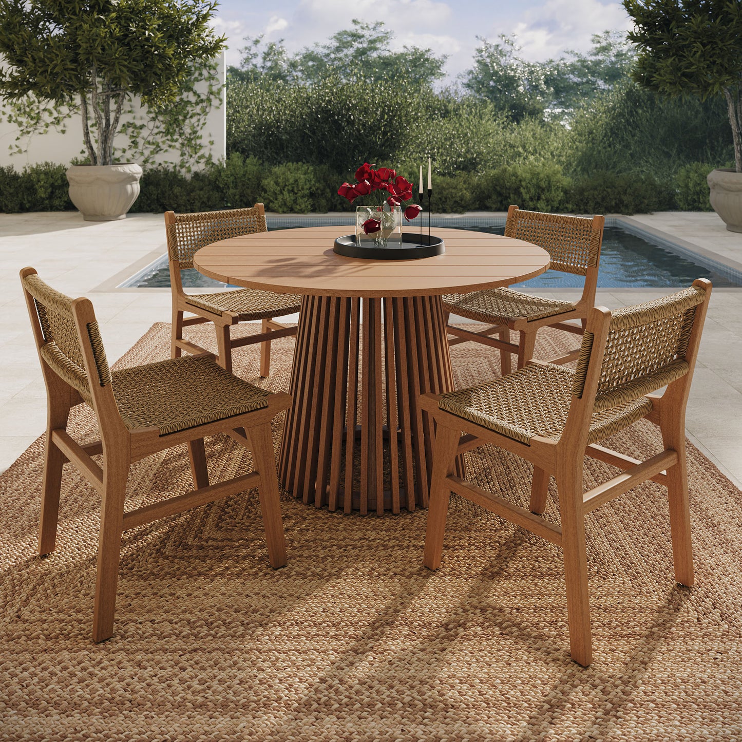 Rowe 5-Piece Outdoor Patio Teak Wood Dining Set by Modway EEI-7702