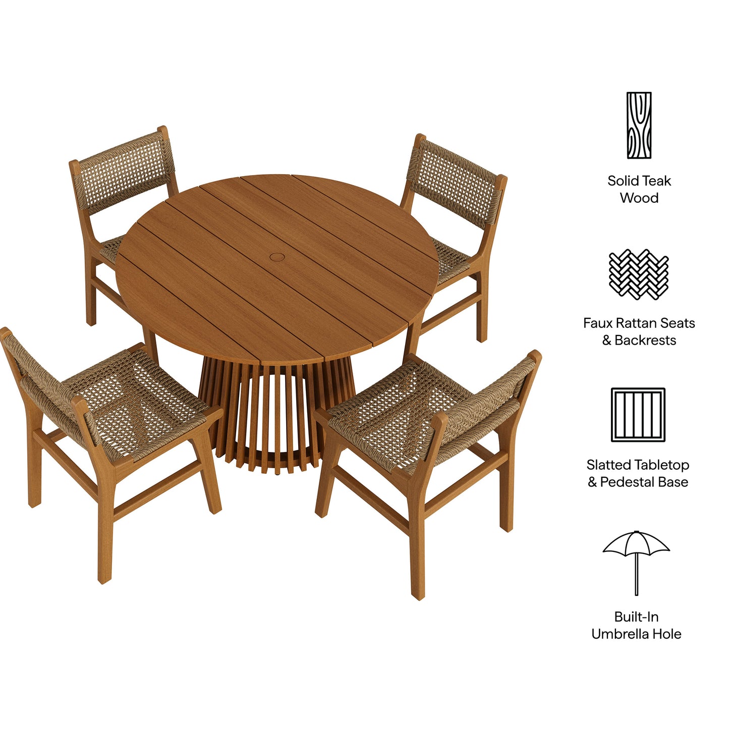 Rowe 5-Piece Outdoor Patio Teak Wood Dining Set by Modway EEI-7702