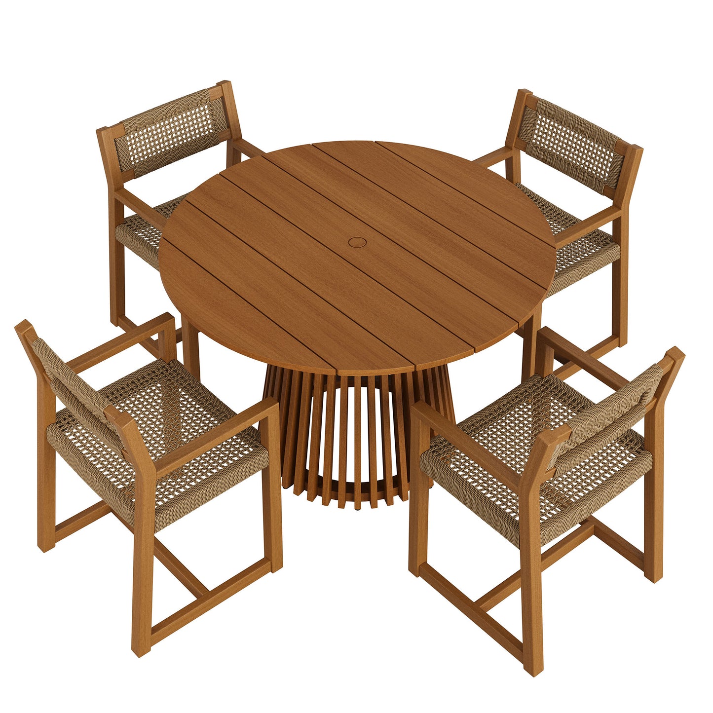 Reed 5-Piece Outdoor Patio Teak Wood Dining Set by Modway EEI-7703
