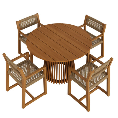 Reed 5-Piece Outdoor Patio Teak Wood Dining Set by Modway EEI-7703