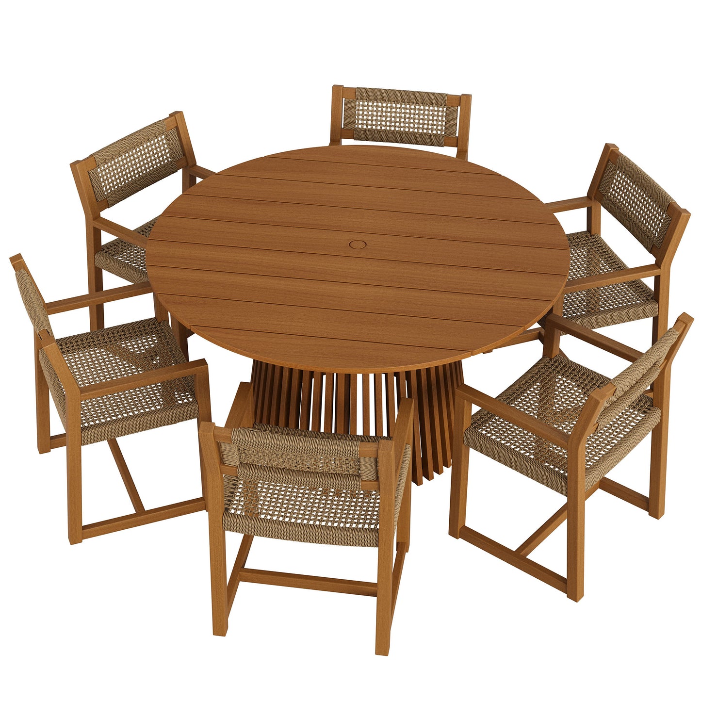 Reed 7-Piece Outdoor Patio Teak Wood Dining Set by Modway EEI-7705