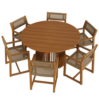 Reed 7-Piece Outdoor Patio Teak Wood Dining Set by Modway EEI-7705