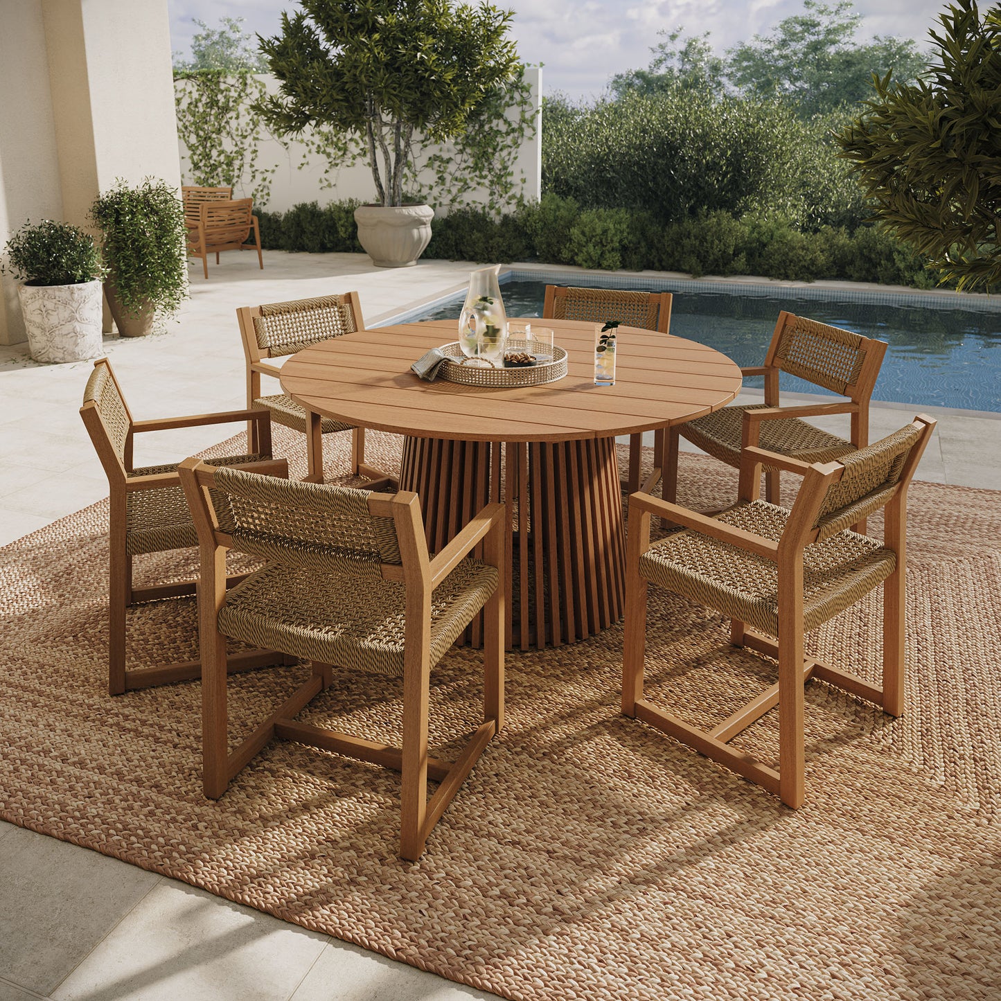 Reed 7-Piece Outdoor Patio Teak Wood Dining Set by Modway EEI-7705
