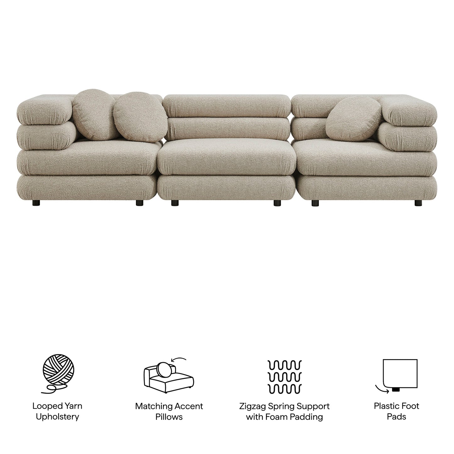 Jubilee 3-Piece Upholstered 3-Piece Modular Sofa Set by Modway EEI-7712