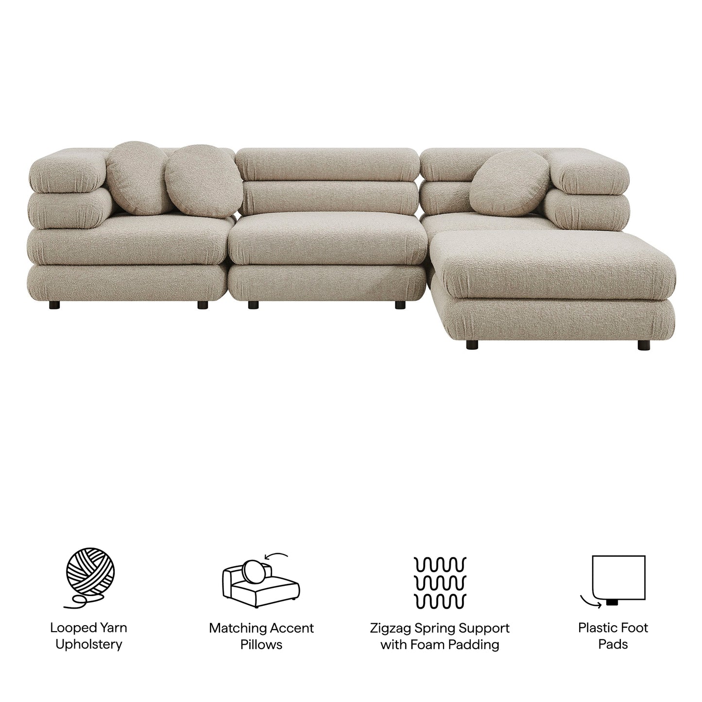 Jubilee 4-Piece Upholstered Modular Sofa Set by Modway EEI-7713